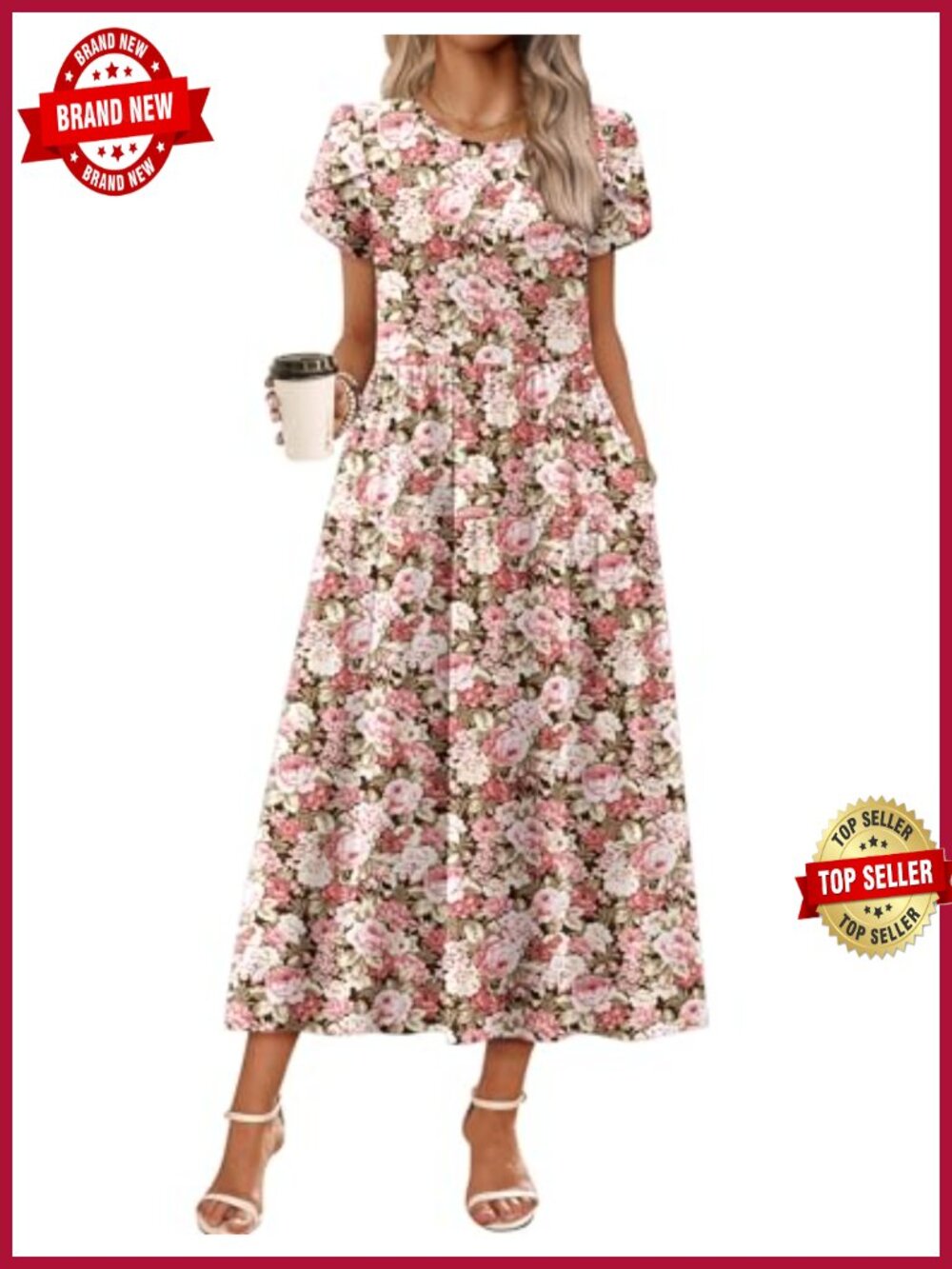 Women's Maxi Dress Short Sleeve A-Line Bohemian Stretch Polyester Spandex
